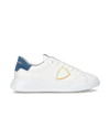 Sneakers Casual Temple Men Leather And Denim Blue White Philippe Model