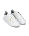 Sneakers Casual Temple Men Leather And Denim Blue White Philippe Model